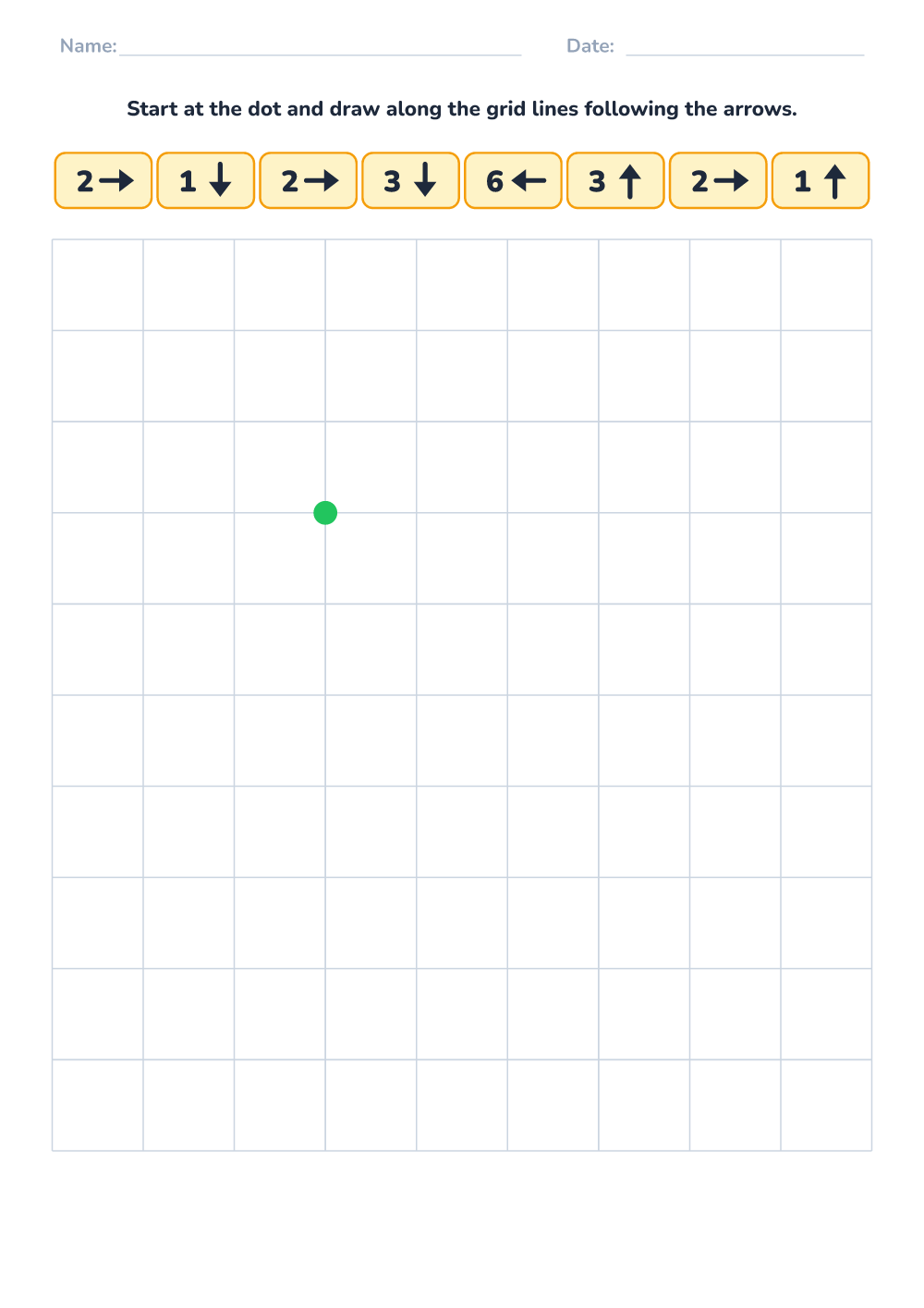 Grid drawing by arrows (easy, printable)