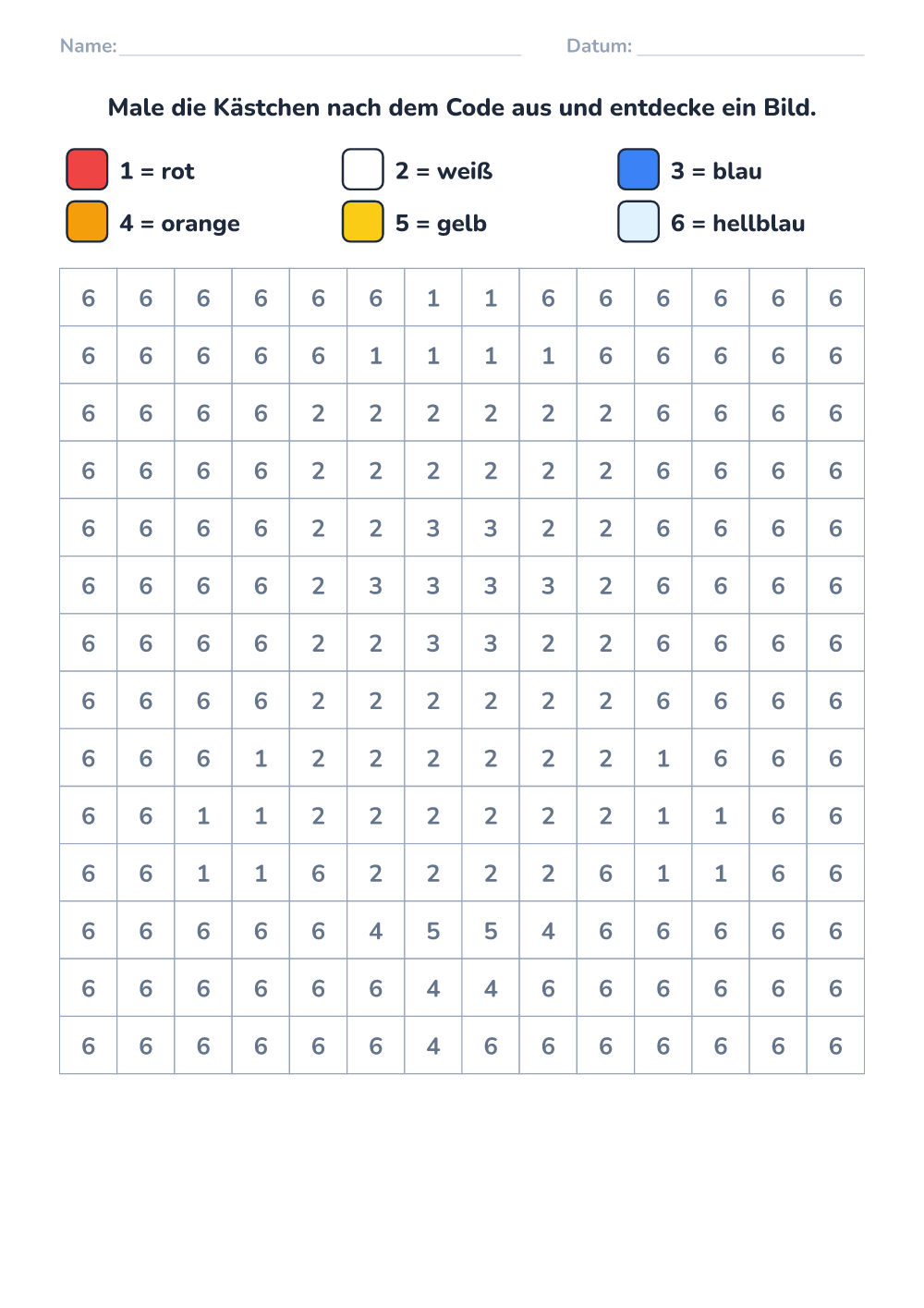 Malen nach Code (schwer, zum Ausdrucken)