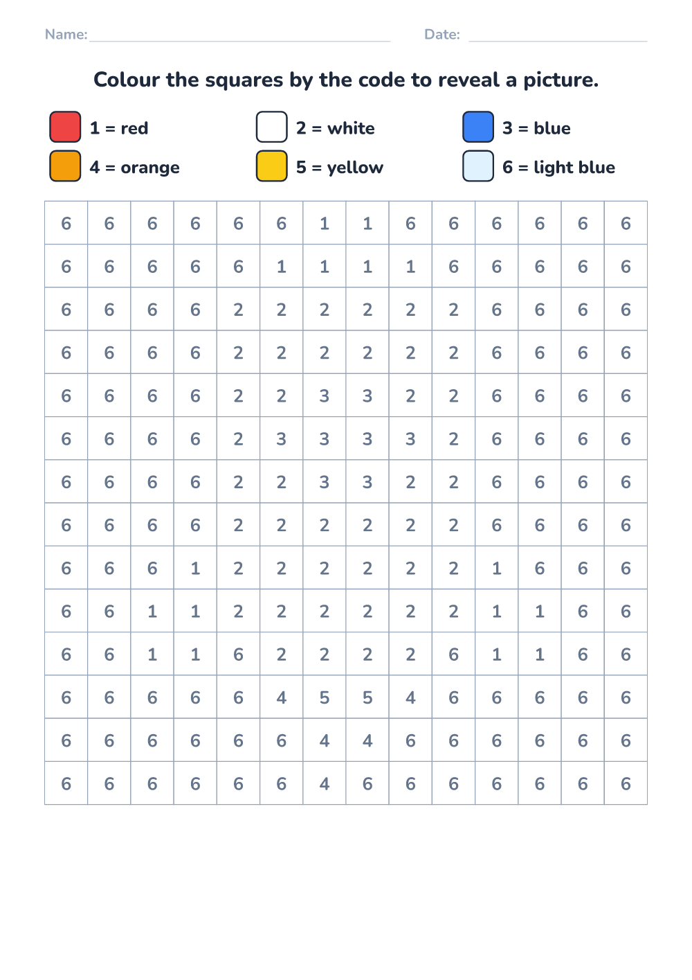 Color by code (hard, printable)