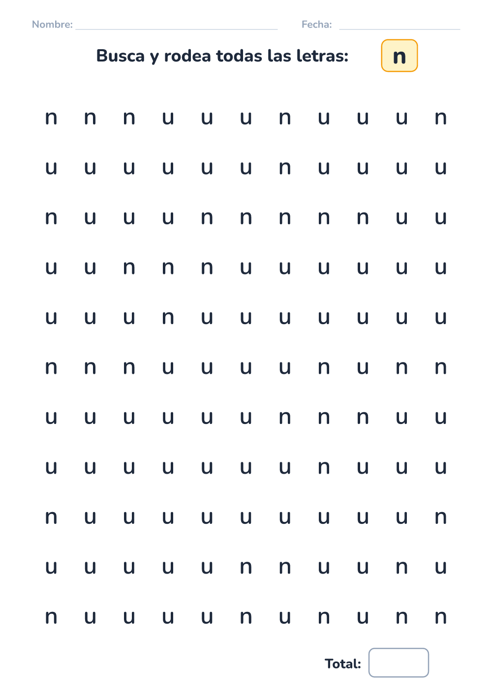 Discriminar letras n (medio, para imprimir)