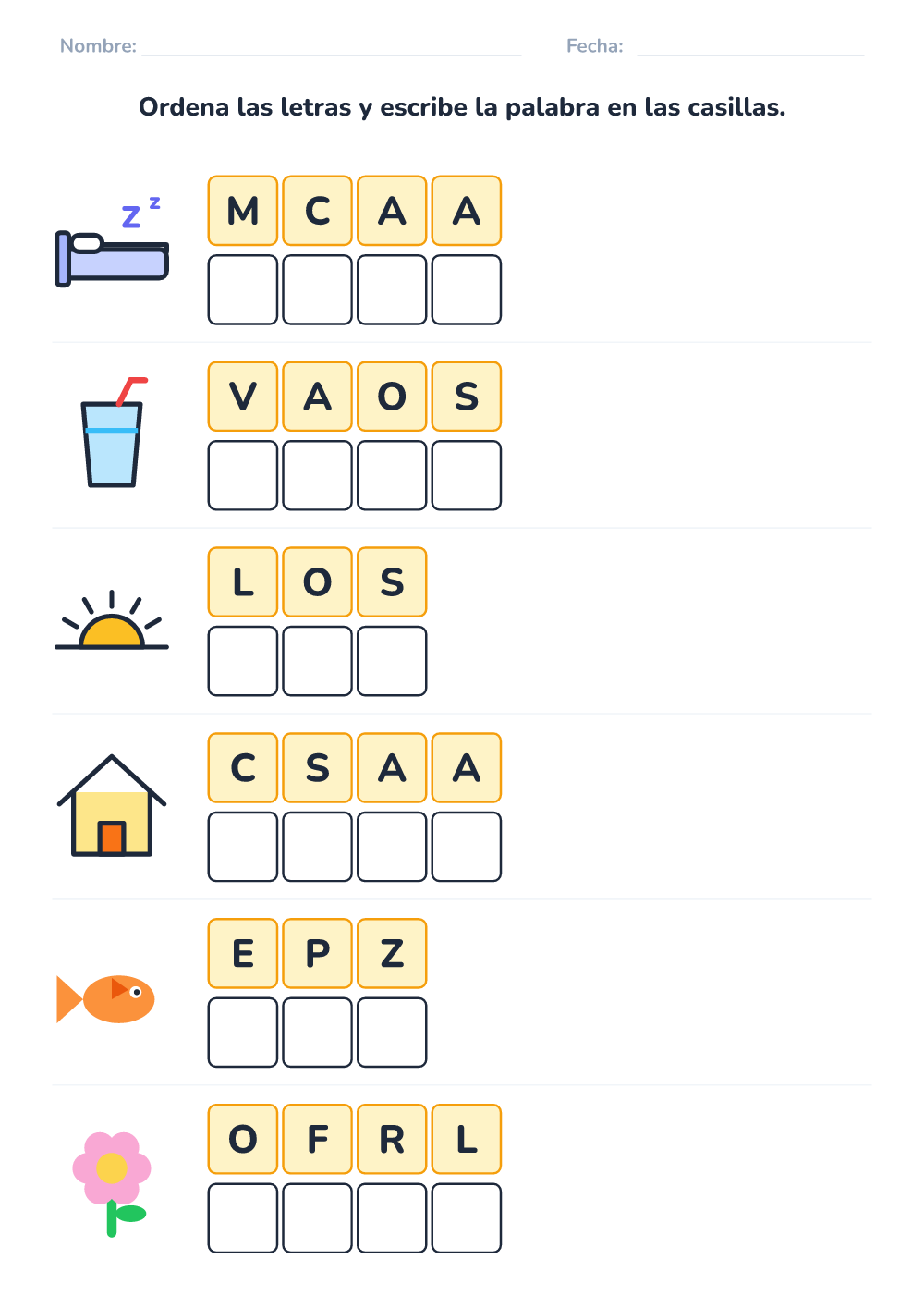 Letras desordenadas
