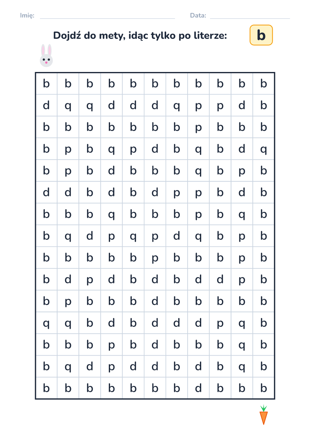 Labirynt literowy b (trudny, do druku)
