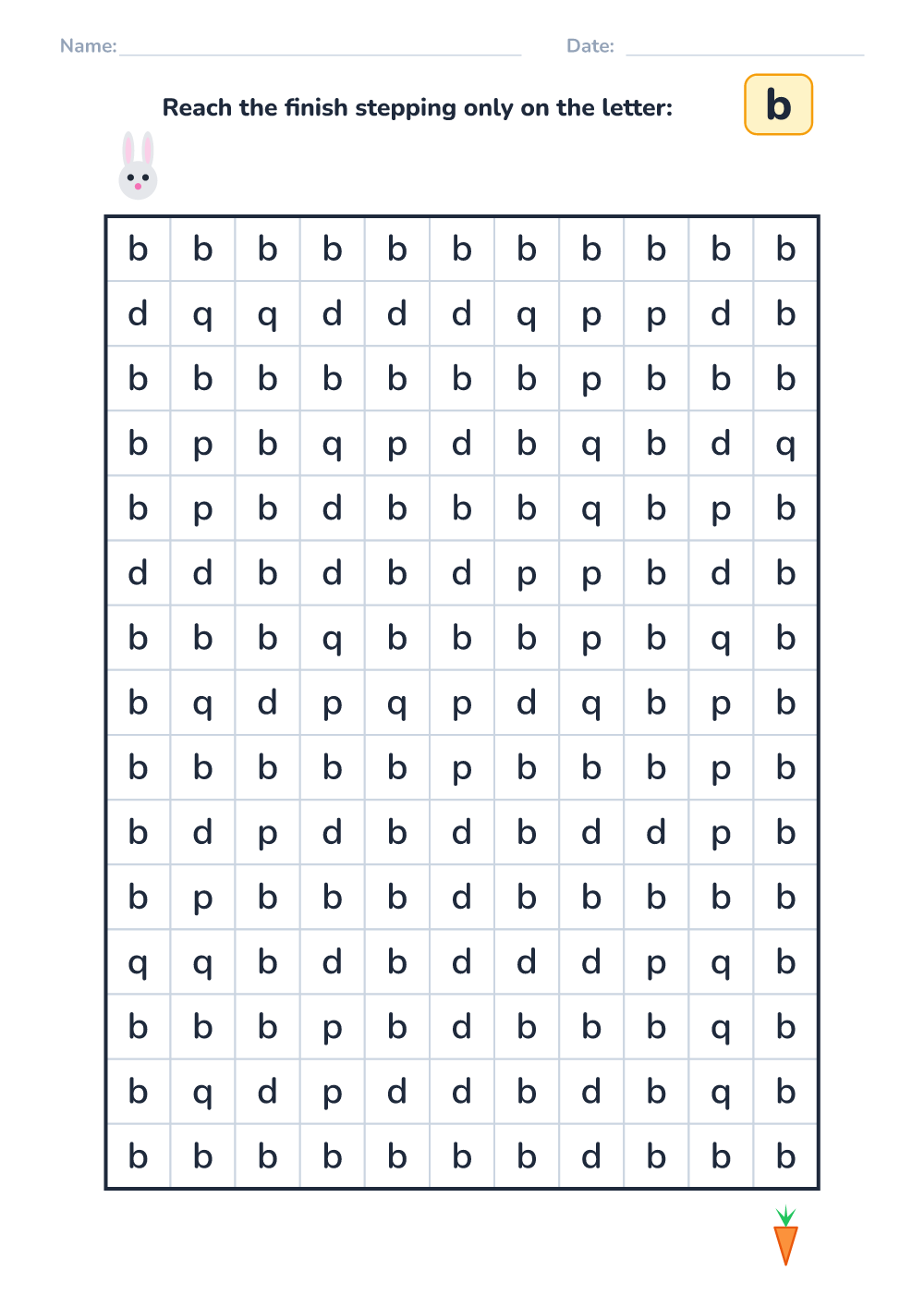 Letter maze b (hard, printable)