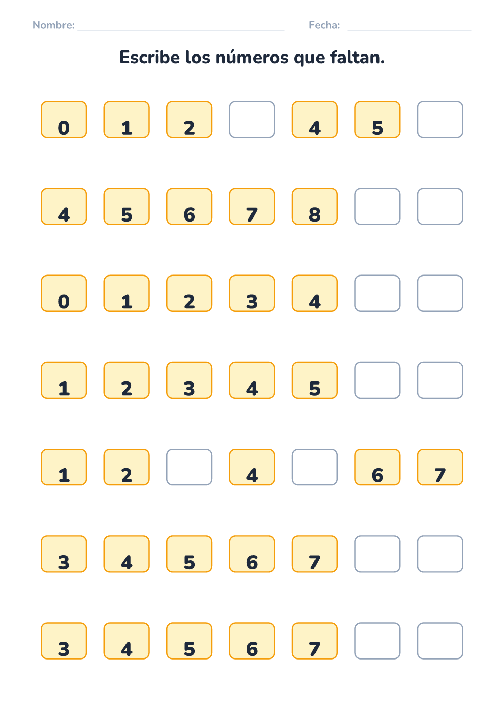 Números que faltan