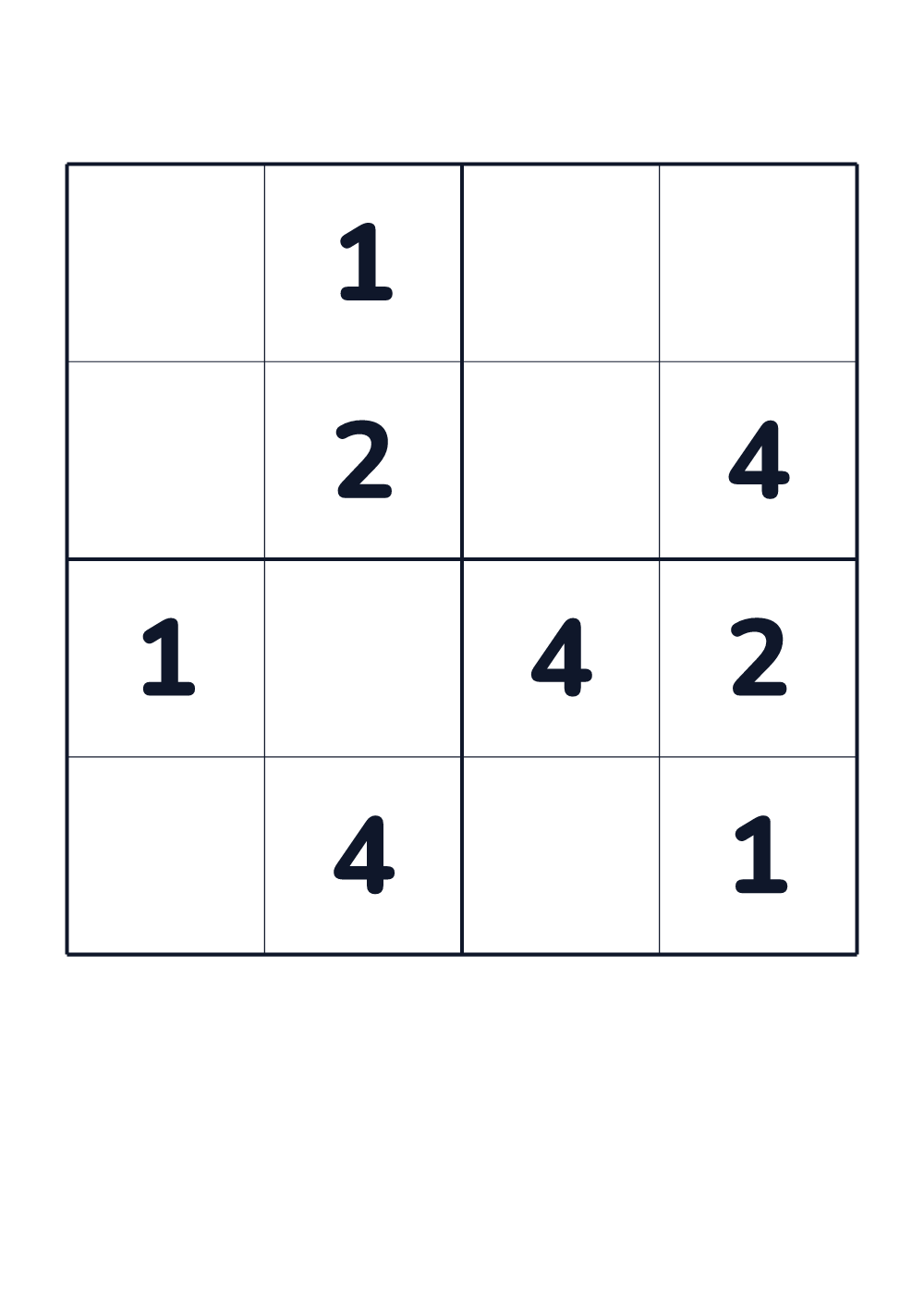 Sudoku 4x4 for kids age 5-6 (printable)