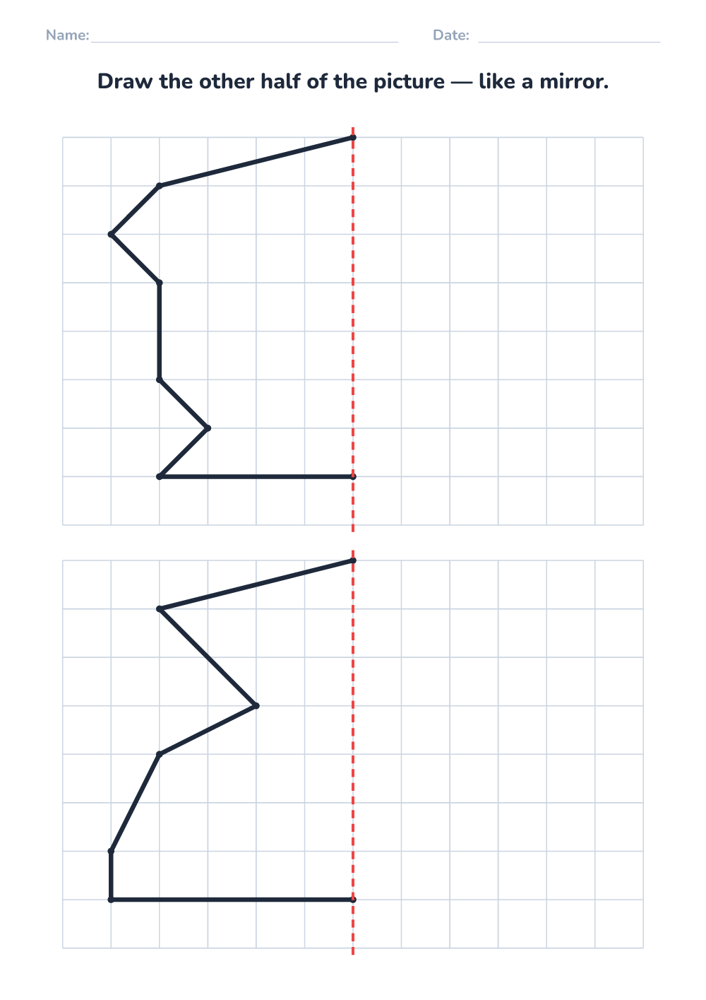 Symmetry drawing worksheet (hard, printable)