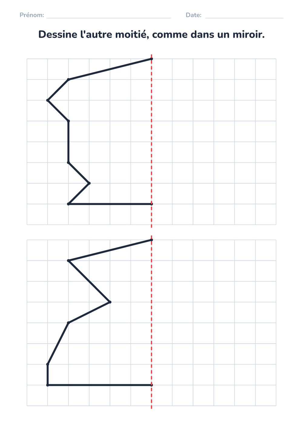 Dessin symétrique (difficile, à imprimer)