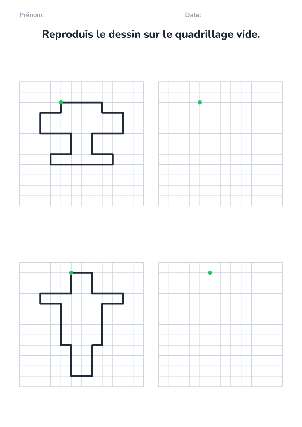 Reproduis le dessin sur quadrillage (difficile, à imprimer)