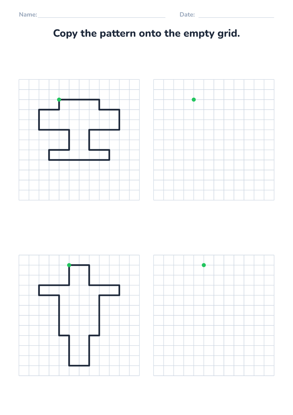 Copy the pattern on the grid (hard, printable)