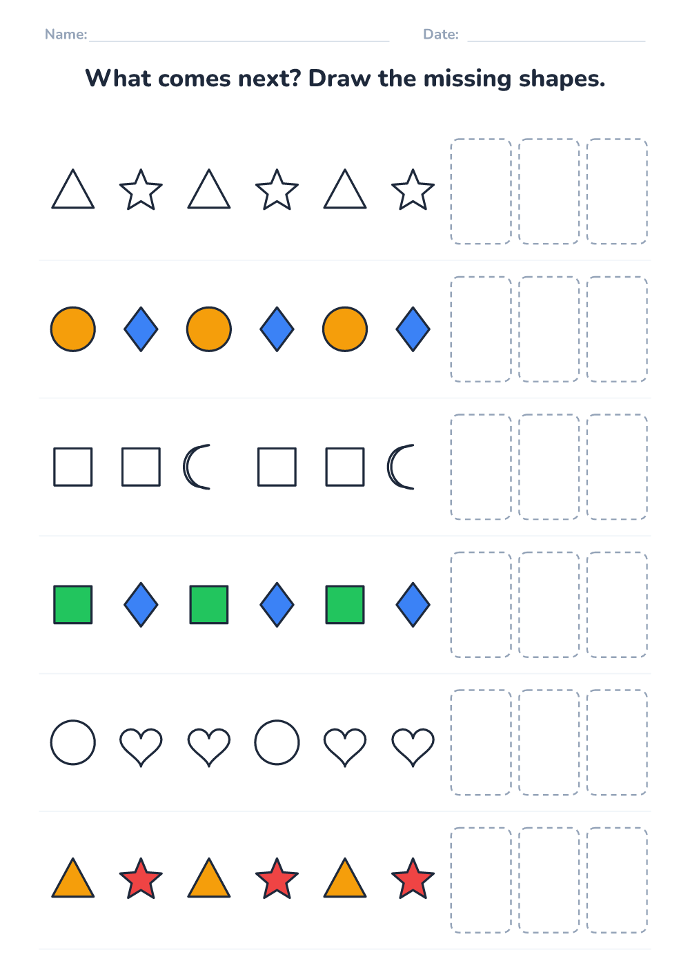 Complete the pattern (easy, printable)