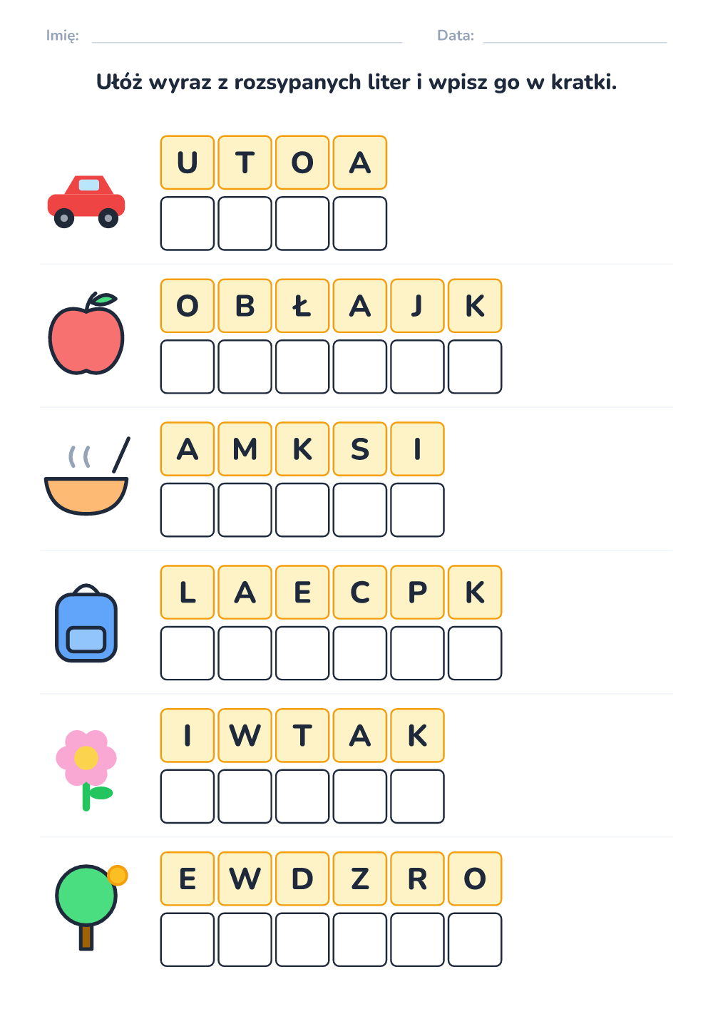 Rozsypanka literowa (średni, do druku)