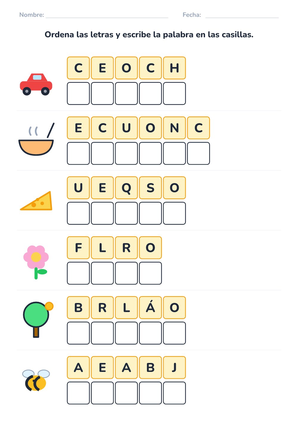 Letras desordenadas (medio, para imprimir)