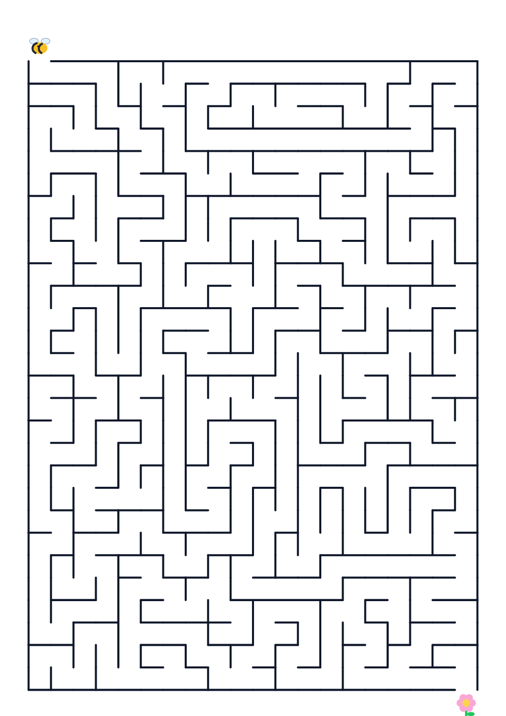 Maze for kids age 8-10 — bee and flower (printable)