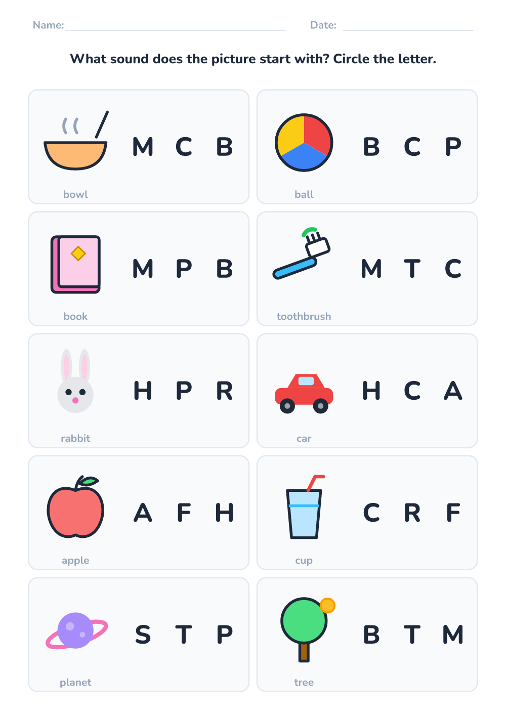 First sound (hard, printable)