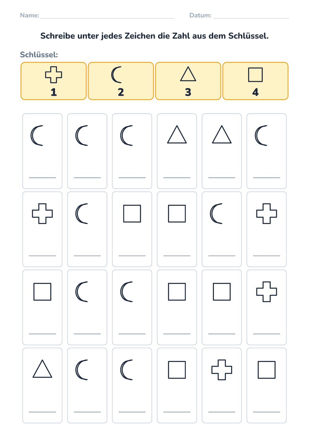Symbol-Code (leicht, zum Ausdrucken)