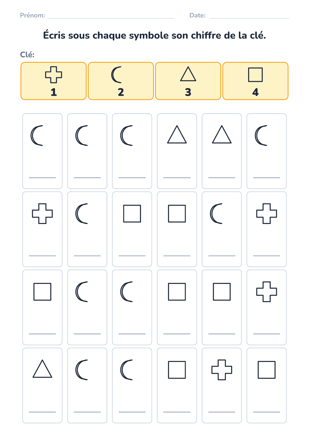 Code secret (facile, à imprimer)