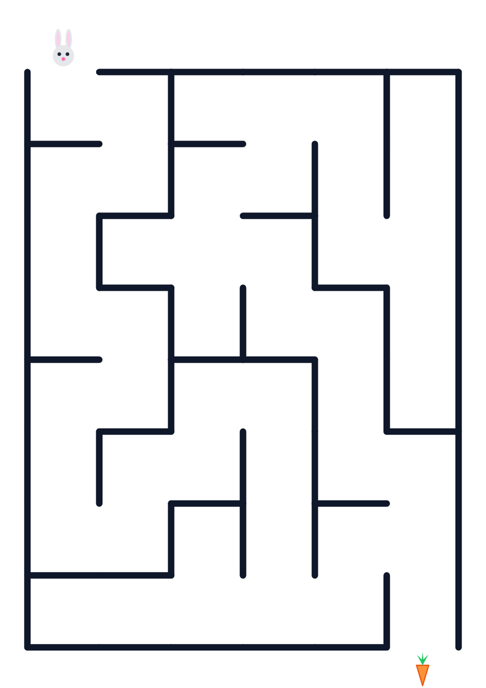Maze for kids age 3-4 — rabbit and carrot (printable)