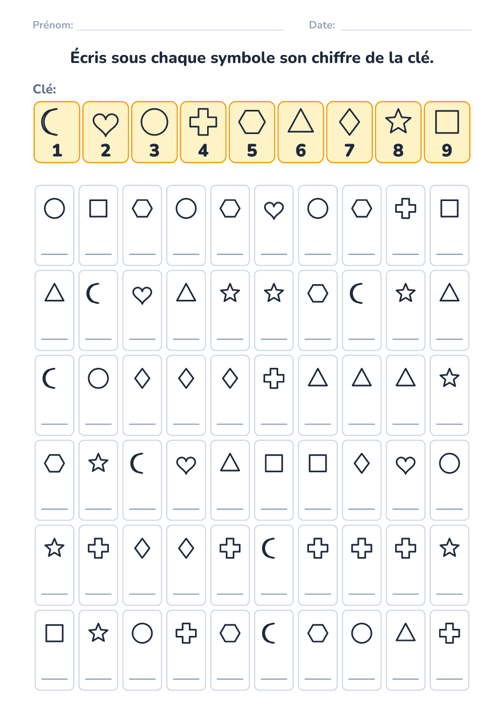 Code secret (difficile, à imprimer)