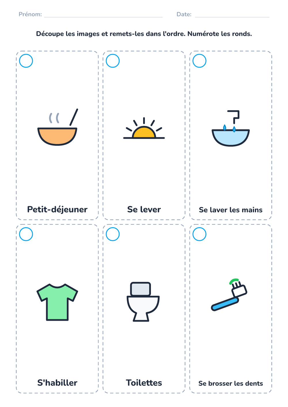 Remettre dans l'ordre — matin (difficile, à imprimer)