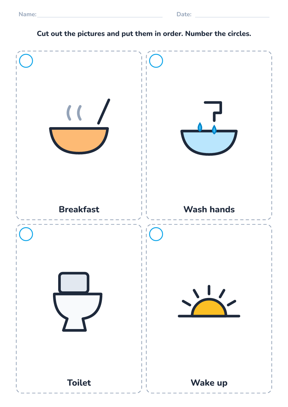 Picture sequencing — morning (medium, printable)