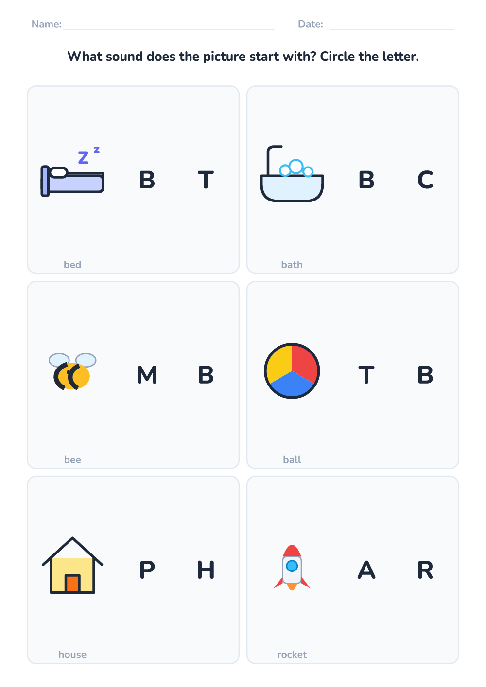 First sound (easy, printable)