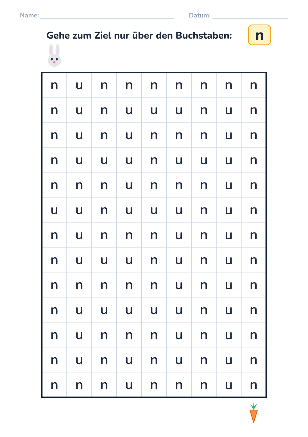 Buchstaben-Labyrinth n (mittel, zum Ausdrucken)