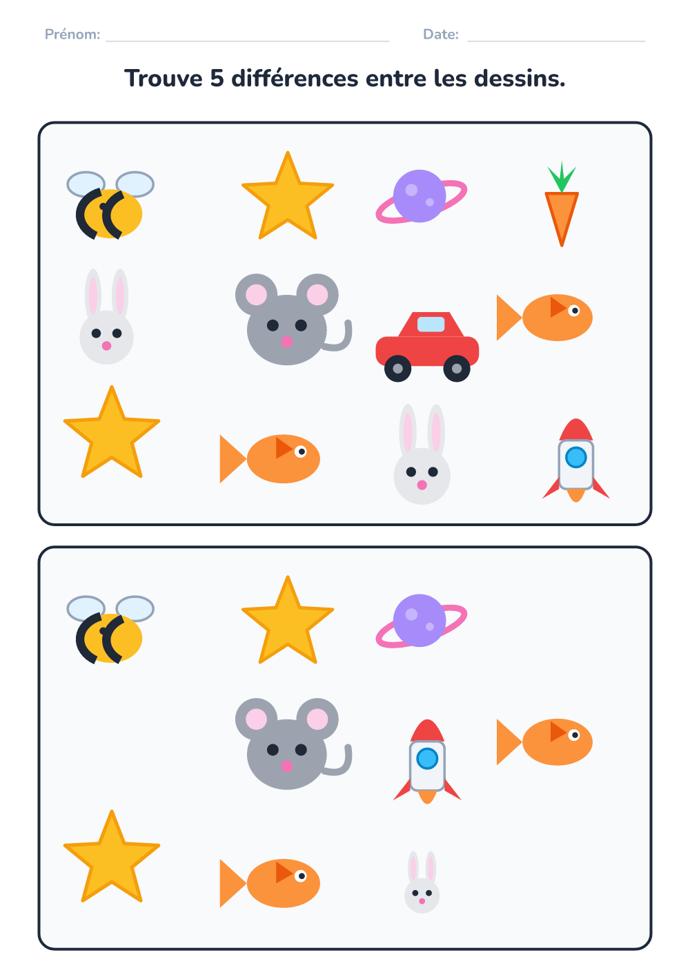 Trouve les différences (moyen, à imprimer)