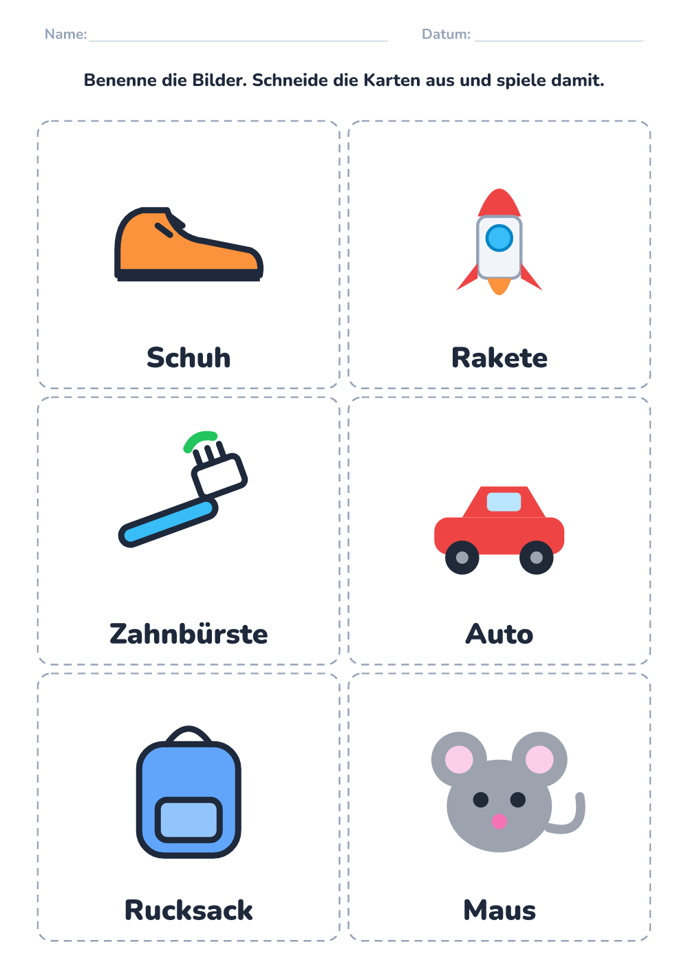 Bildkarten zum Benennen (leicht, zum Ausdrucken)