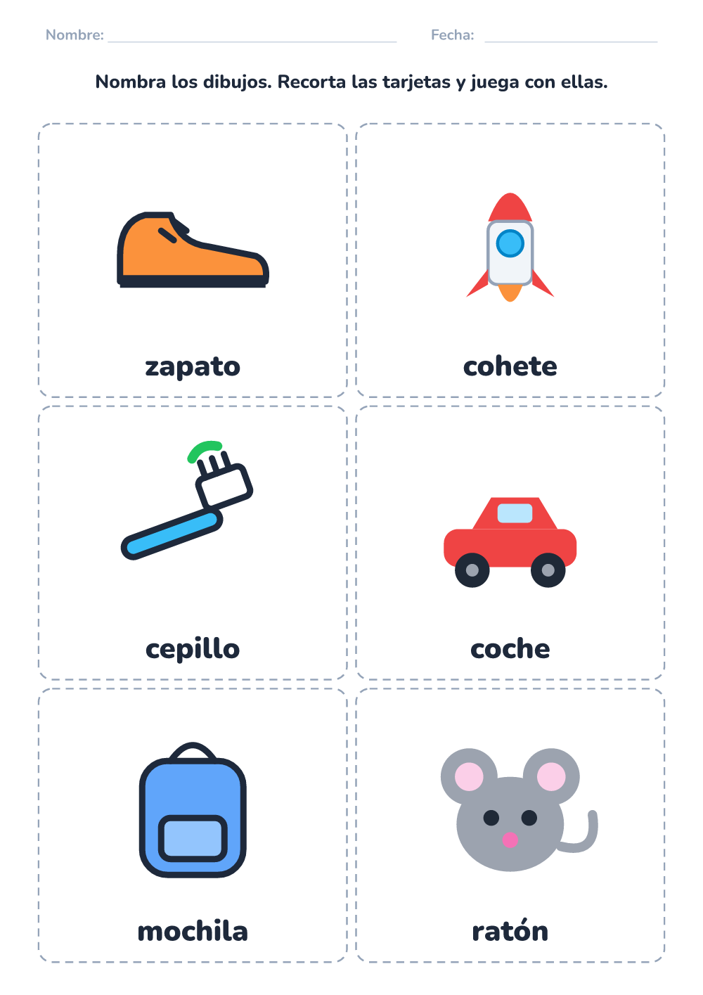 Tarjetas para nombrar (fácil, para imprimir)
