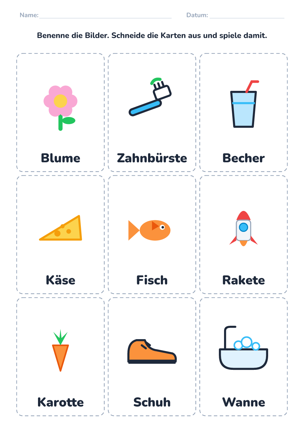 Bildkarten zum Benennen (mittel, zum Ausdrucken)