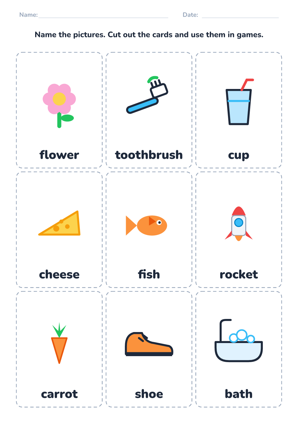 Picture naming cards (medium, printable)