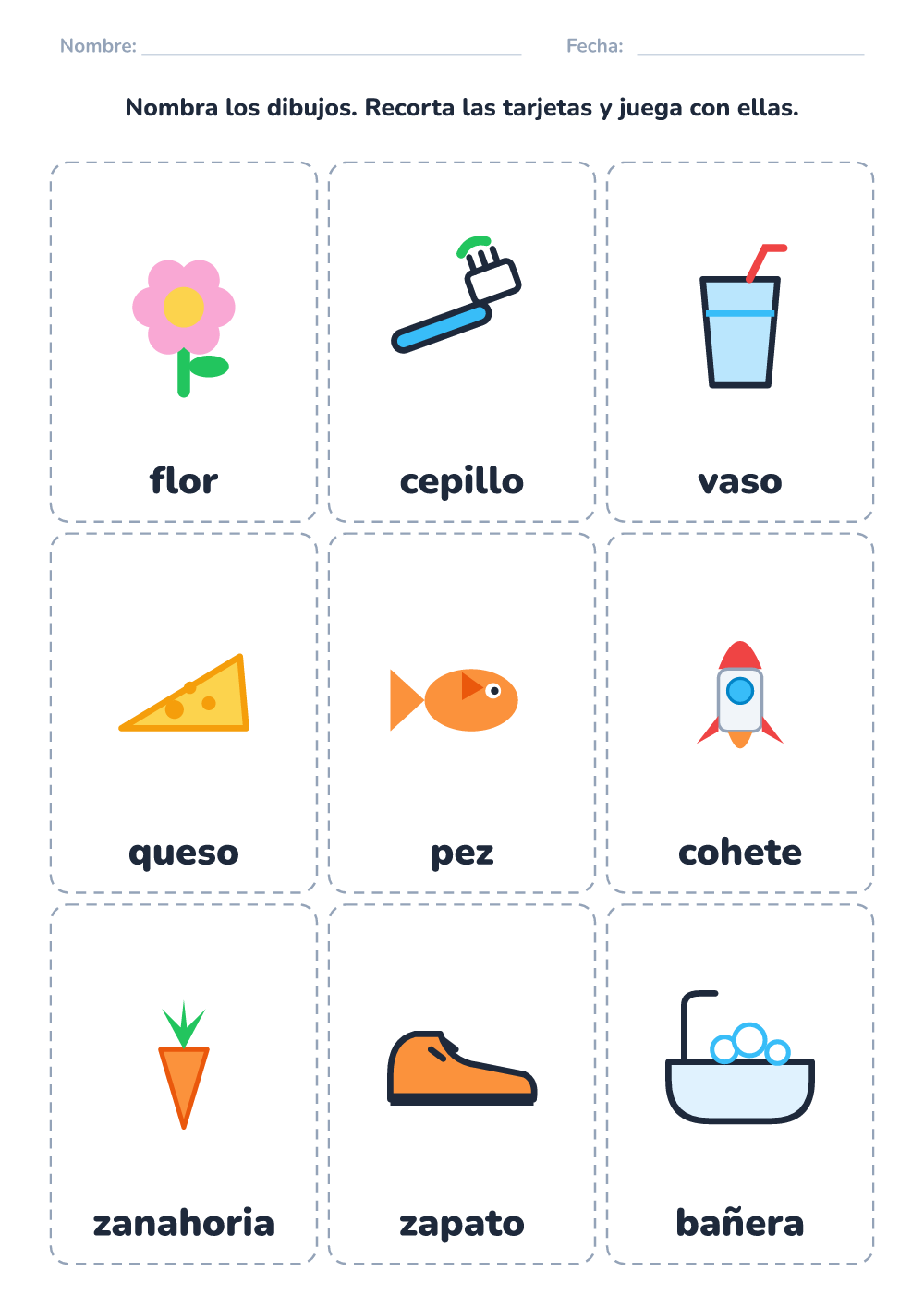Tarjetas para nombrar (medio, para imprimir)