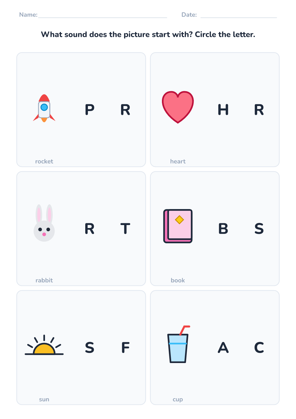 First sound (easy, printable)