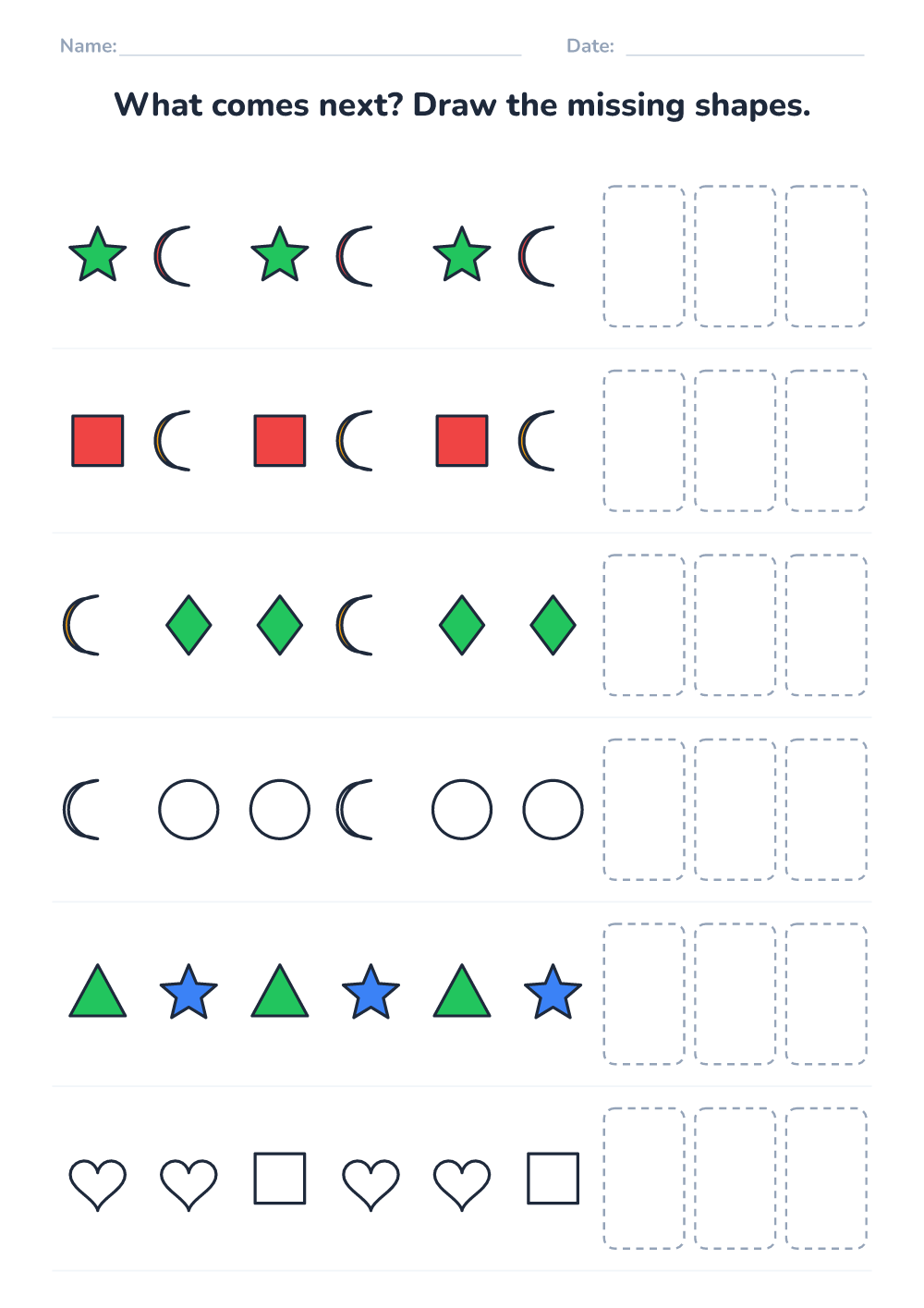 Complete the pattern (easy, printable)