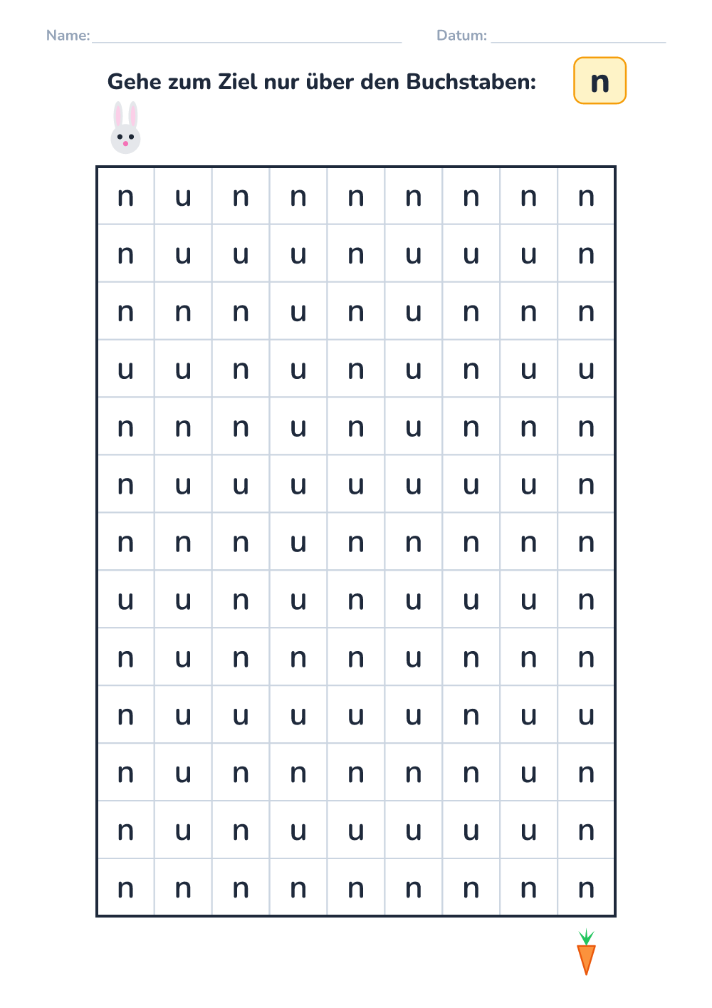 Buchstaben-Labyrinth n (mittel, zum Ausdrucken)