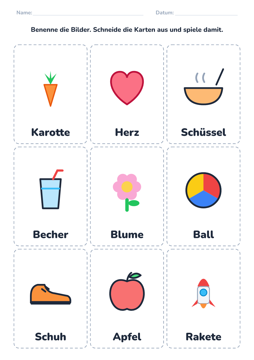 Bildkarten zum Benennen (mittel, zum Ausdrucken)